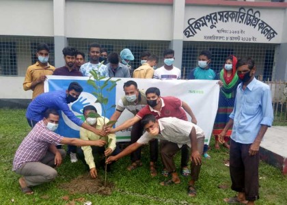 হিলিতে কালেরকন্ঠ শুভসংঘের উদ্যোগে বৃক্ষ রোপণ