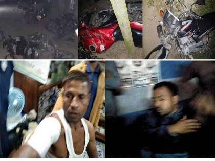 সদরের লাহিড়ীপাড়ায়  চশমা প্রতিকের মোটর সাইকেল রেলিতে দূর্বত্তদের হামলা ,ভাংচুর, মারপিট ও ছুরিকাঘাতে আহত - ৩