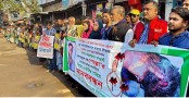 গাবতলীতে গোল্লার হত্যাকারীদের
গ্রেফতারের দাবীতে মানববন্ধন
