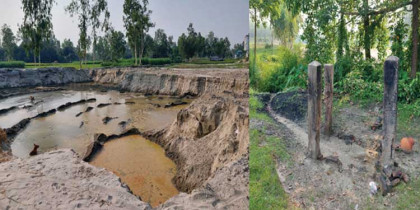 বালু দস্যুদের দ্বারা ধ্বংস হতে বসেছে শ্মশান ঘাঁট
এক সময়কার করতোয়া অস্তিত্ব সংকটে