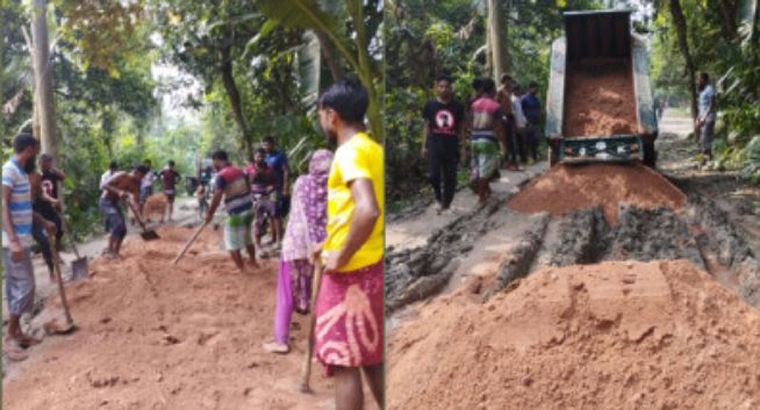 নলডাঙ্গায় গ্রামবাসীদের উদ্যোগে ২ কিলোমিটার রাস্তার সংস্কার কাজ