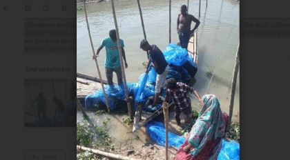 নাটোরের সিংড়ায় যৌথ অভিযানে প্রায় ১ লক্ষ টাকার অবৈধ মৎস্য জাল জব্দ