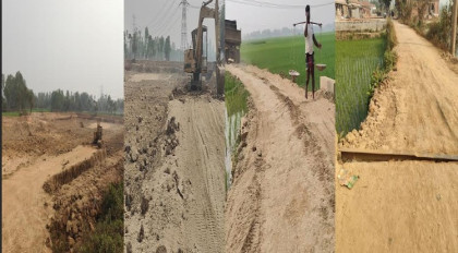 দিনরাত ট্রাক চলাচল, শেরপুরে ভেঙে গেল কালভার্ট, নষ্ট ৫ কিলো পাকা রাস্তা