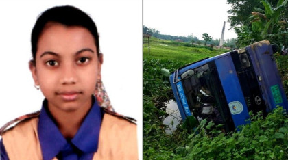 বগুড়ায় নিয়ন্ত্রণ হারিয়ে স্কুলবাস খাদে, প্রাণ গেল অষ্টম শ্রেণির ছাত্রীর, আহত ১০